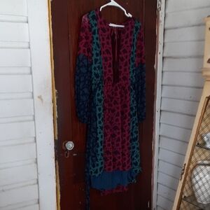 Matilda Jane Red and Blue Long High/low Long Sleeve Dress